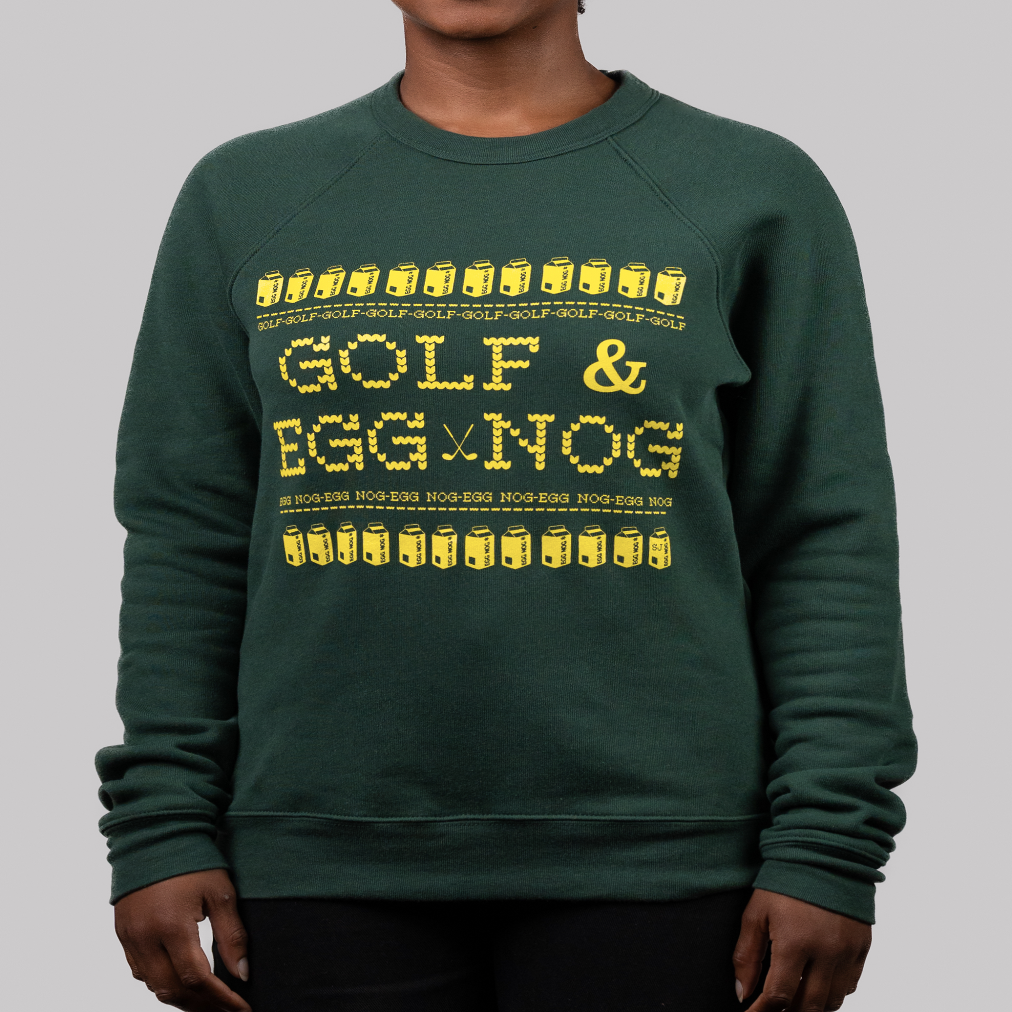 Golf Egg Nog Unisex Ugly Sweatshirt - Festive golf-themed holiday sweater with a cozy unisex fit