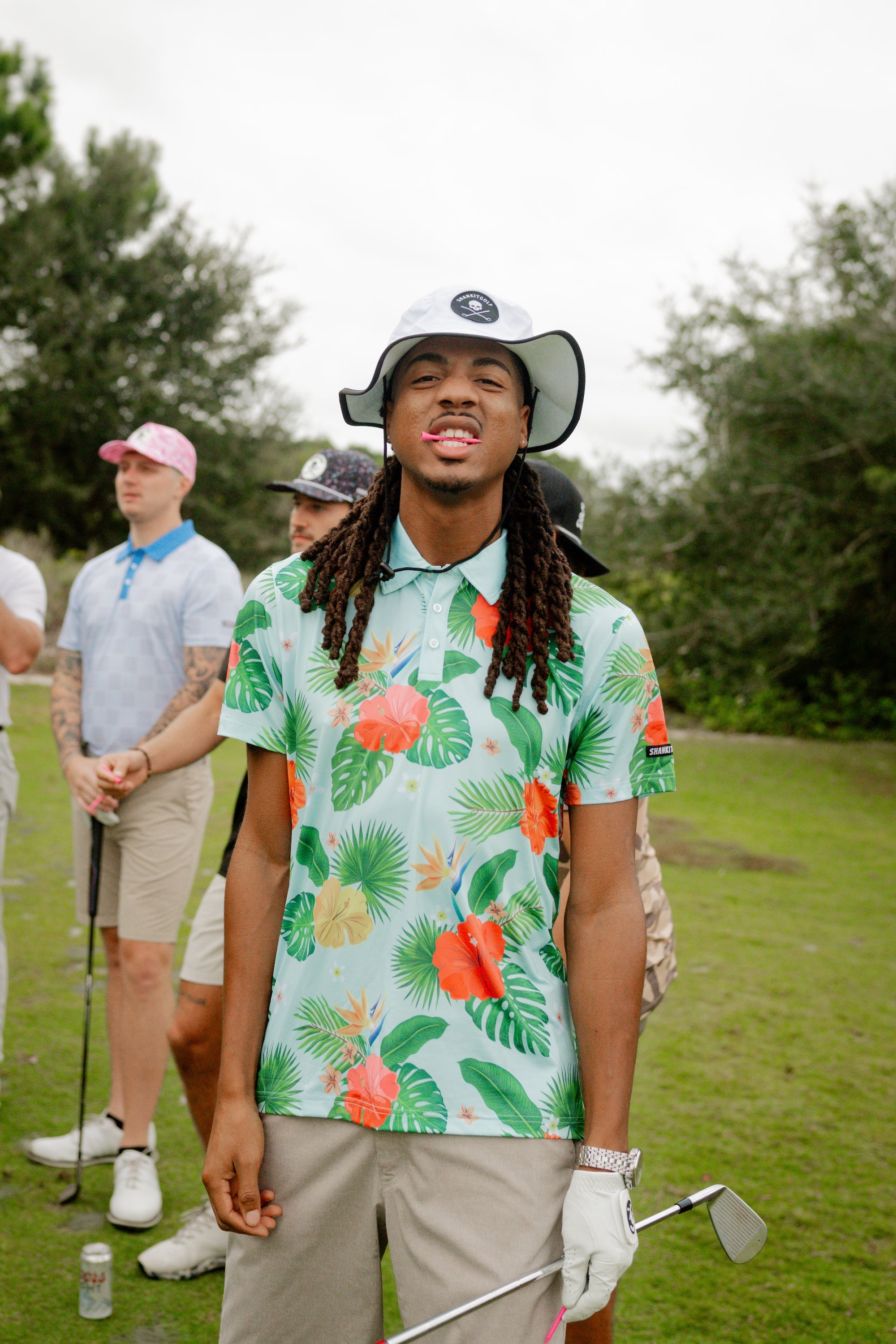 Hawaiian Green Floral Polo