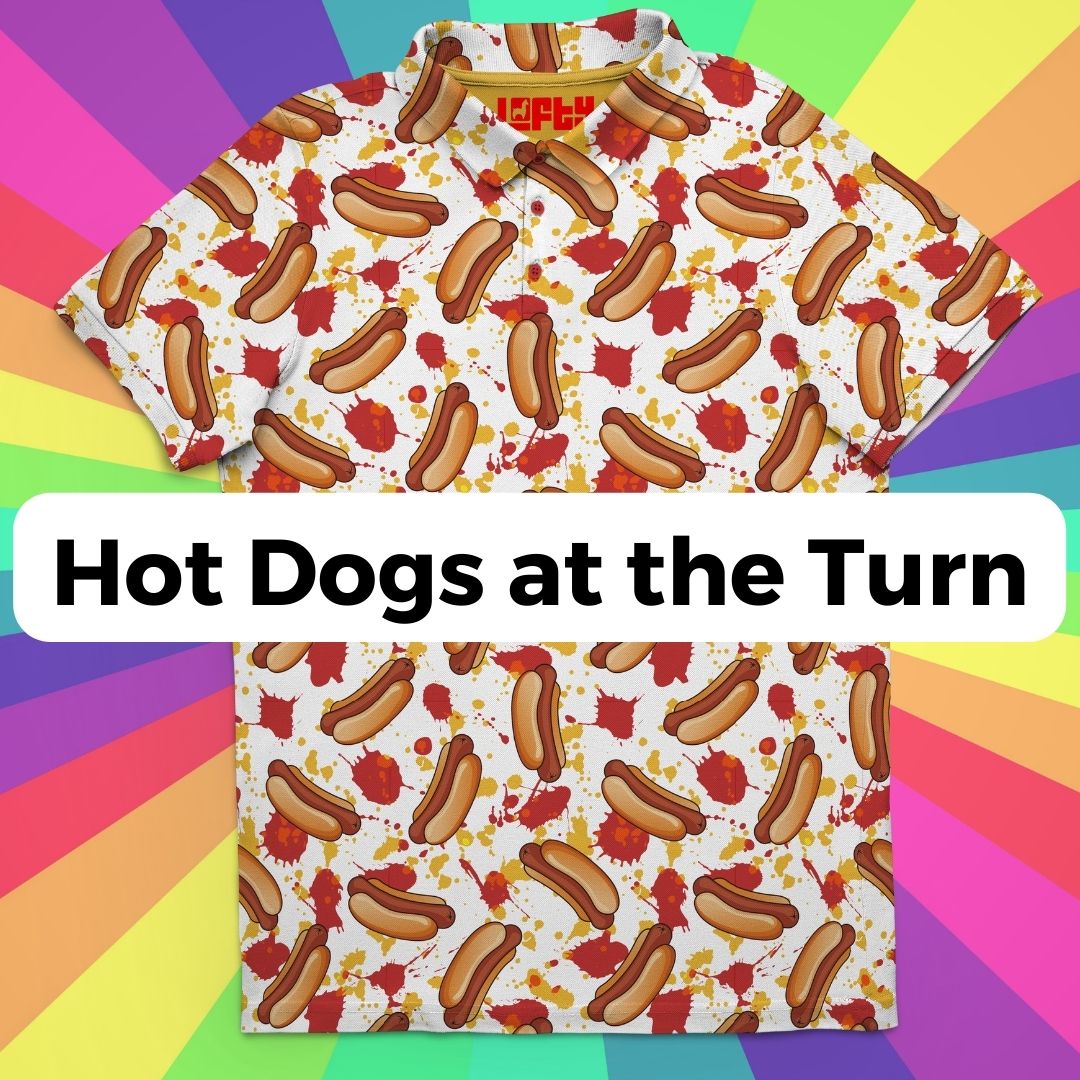 Hot Dogs at the Turn | Funny/Crazy Golf Polo for Men