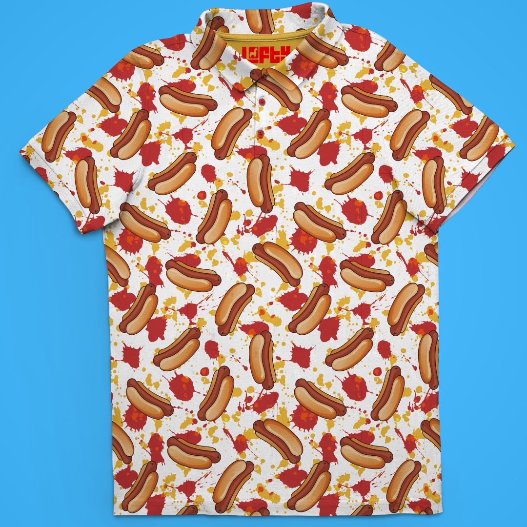 Hot Dogs at the Turn | Funny/Crazy Golf Polo for Men