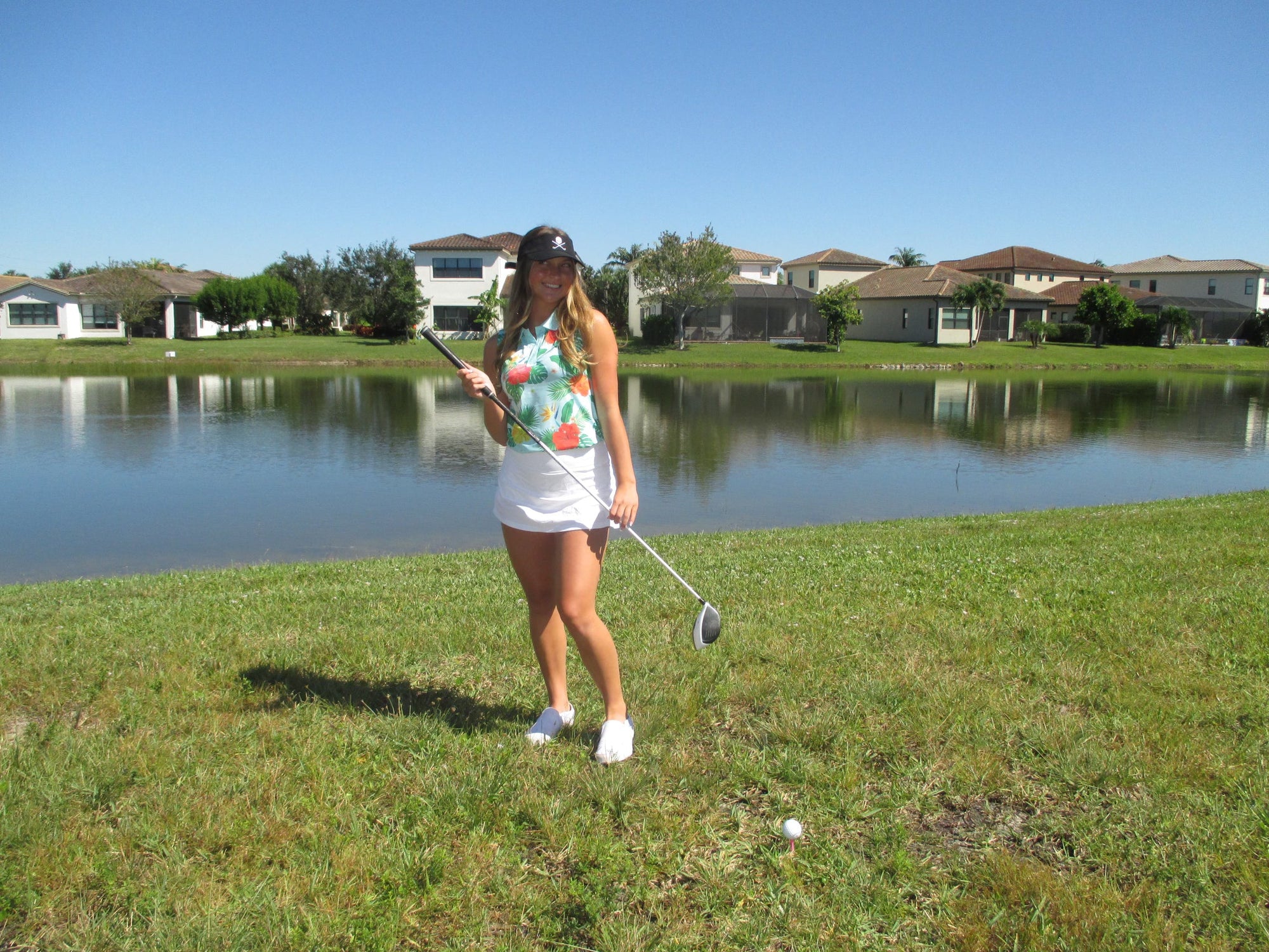 Womens Hawaiian Green Floral Polo