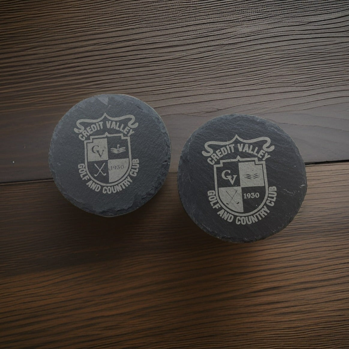 Golf Club Logo Impressions Slate Coasters