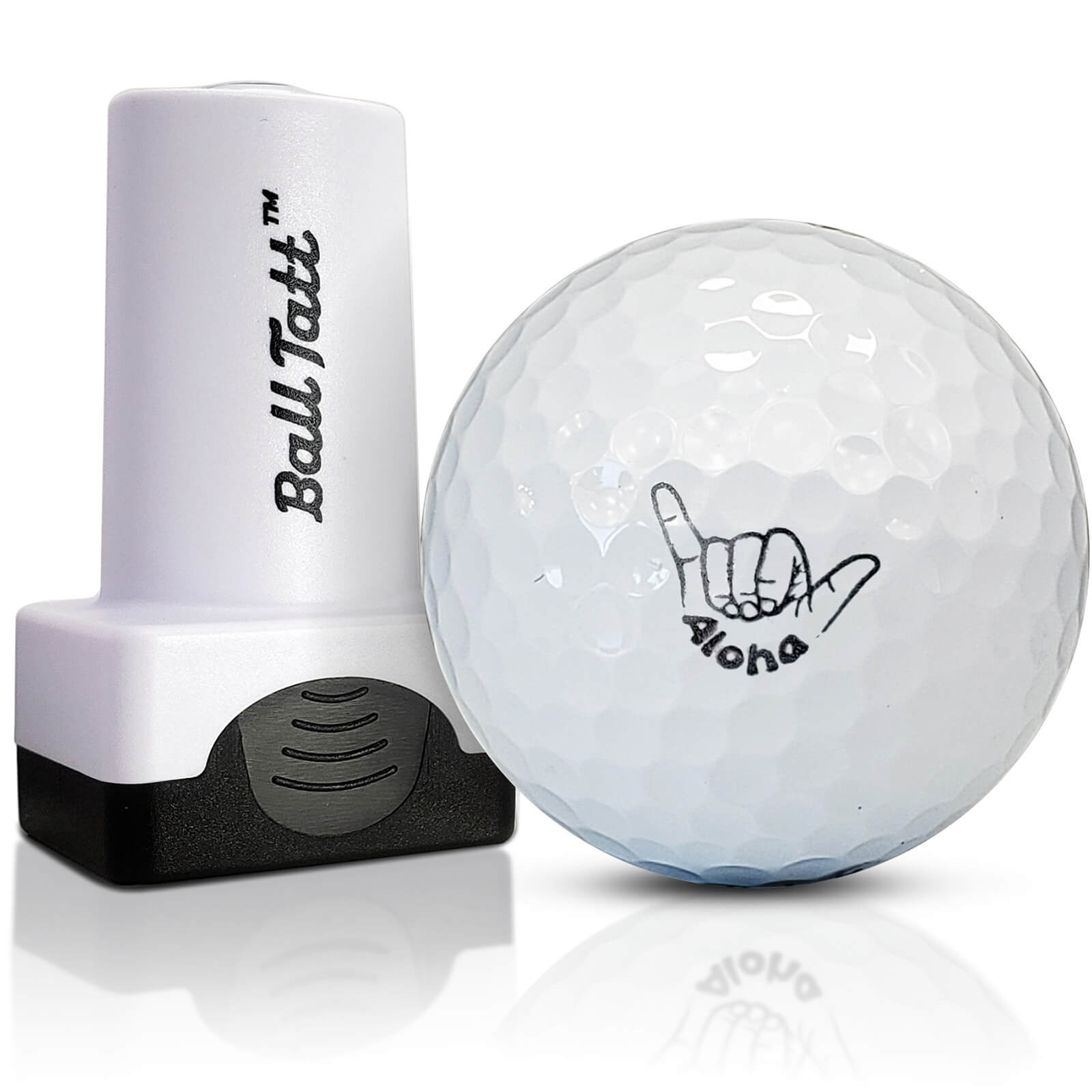 Aloha golf ball stamp for personalized and lasting golf ball marking.