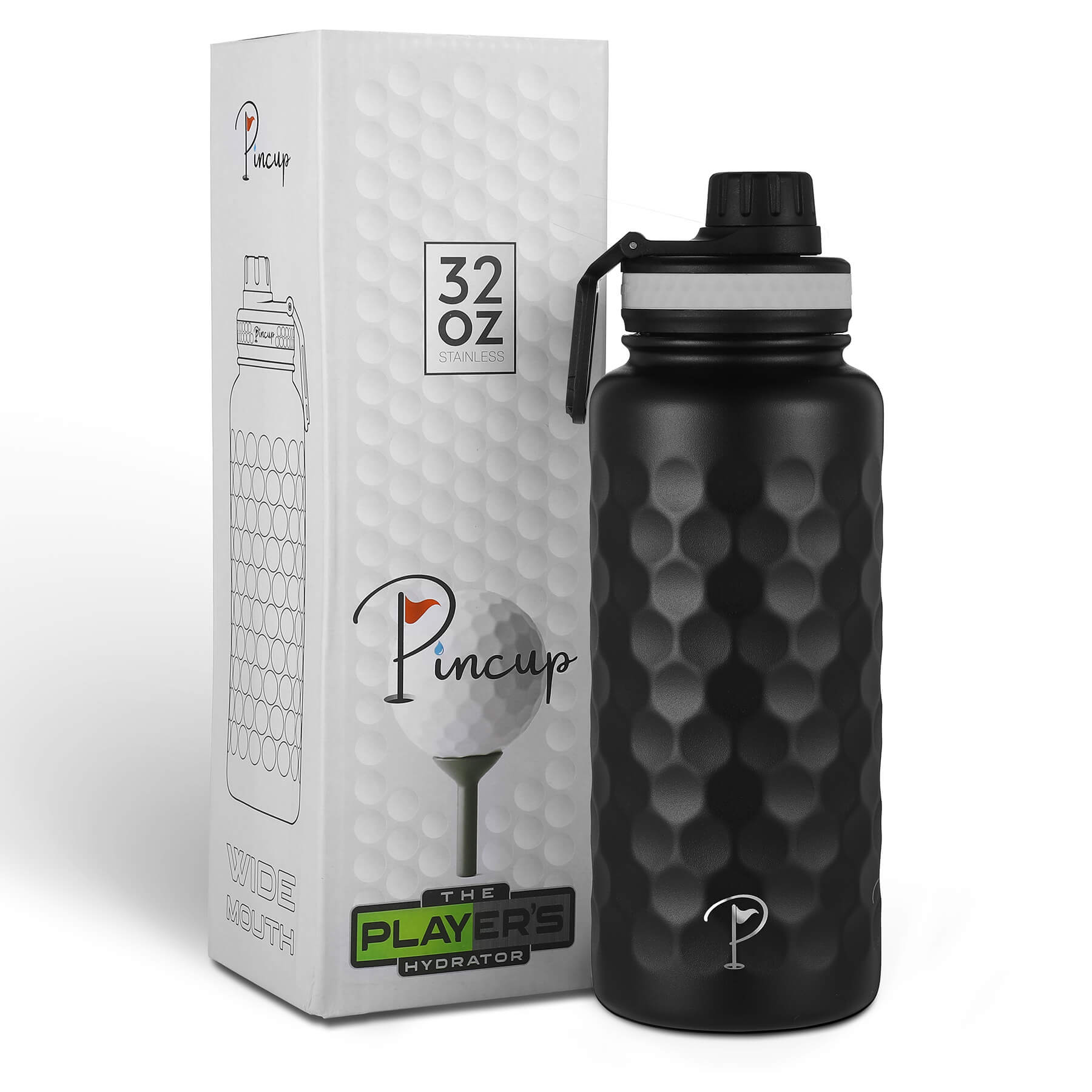 32 oz black water bottle with spout lid, ideal for gym and travel hydration.