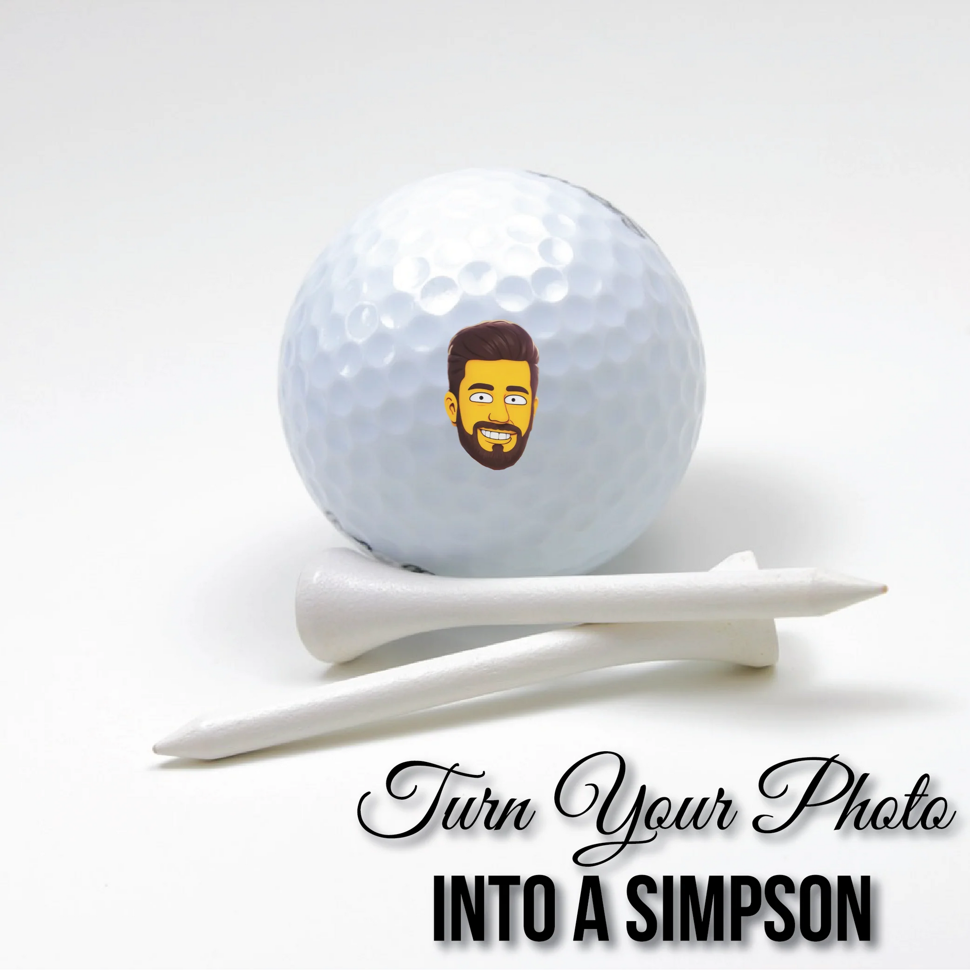 Custom golf balls with cartoon face design.