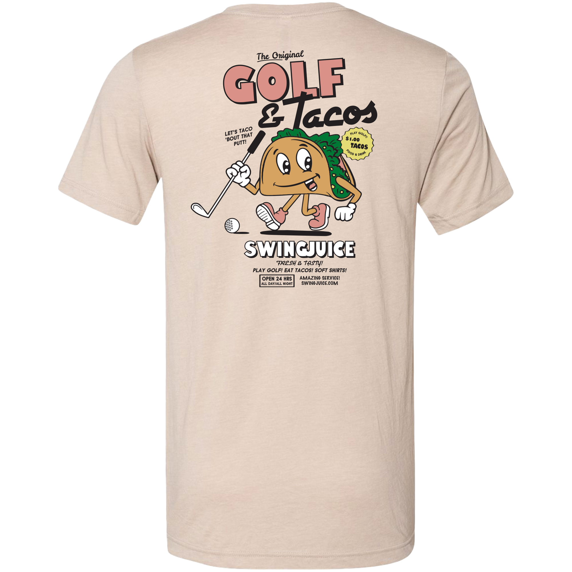 Golf Tacos Unisex T-Shirt - Fun graphic tee with golf and taco design, soft cotton, relaxed fit