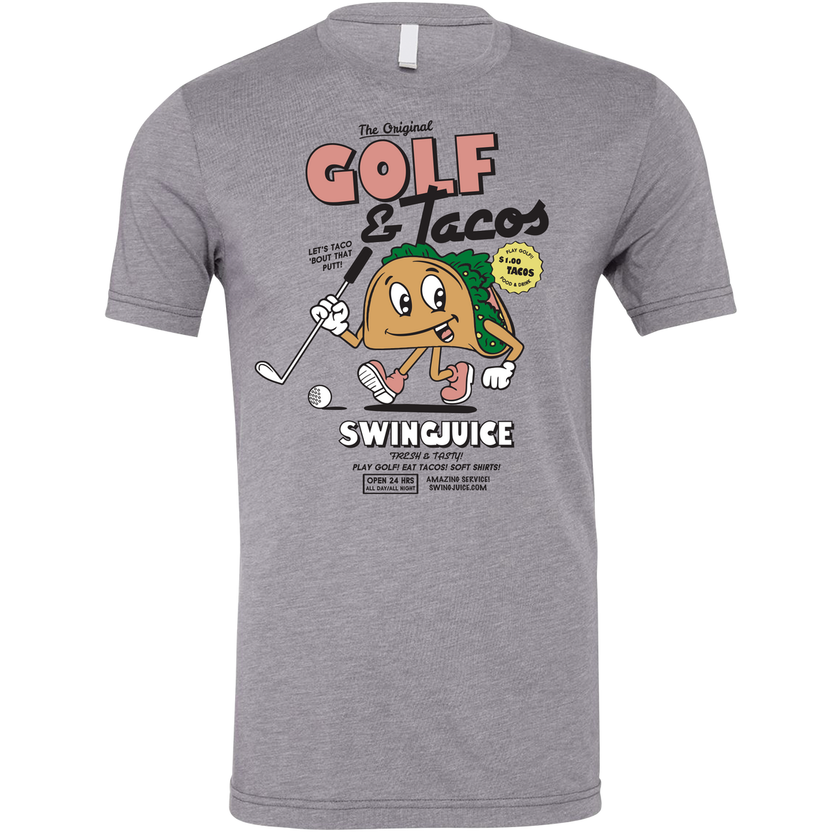 Golf Tacos Unisex T-Shirt - Fun graphic tee with golf and taco design, soft cotton, relaxed fit