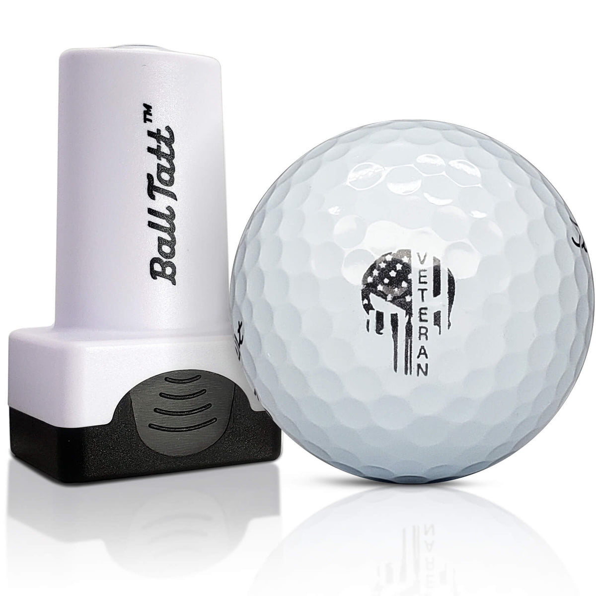 Veteran Punisher golf ball stamp for unique ball identification.