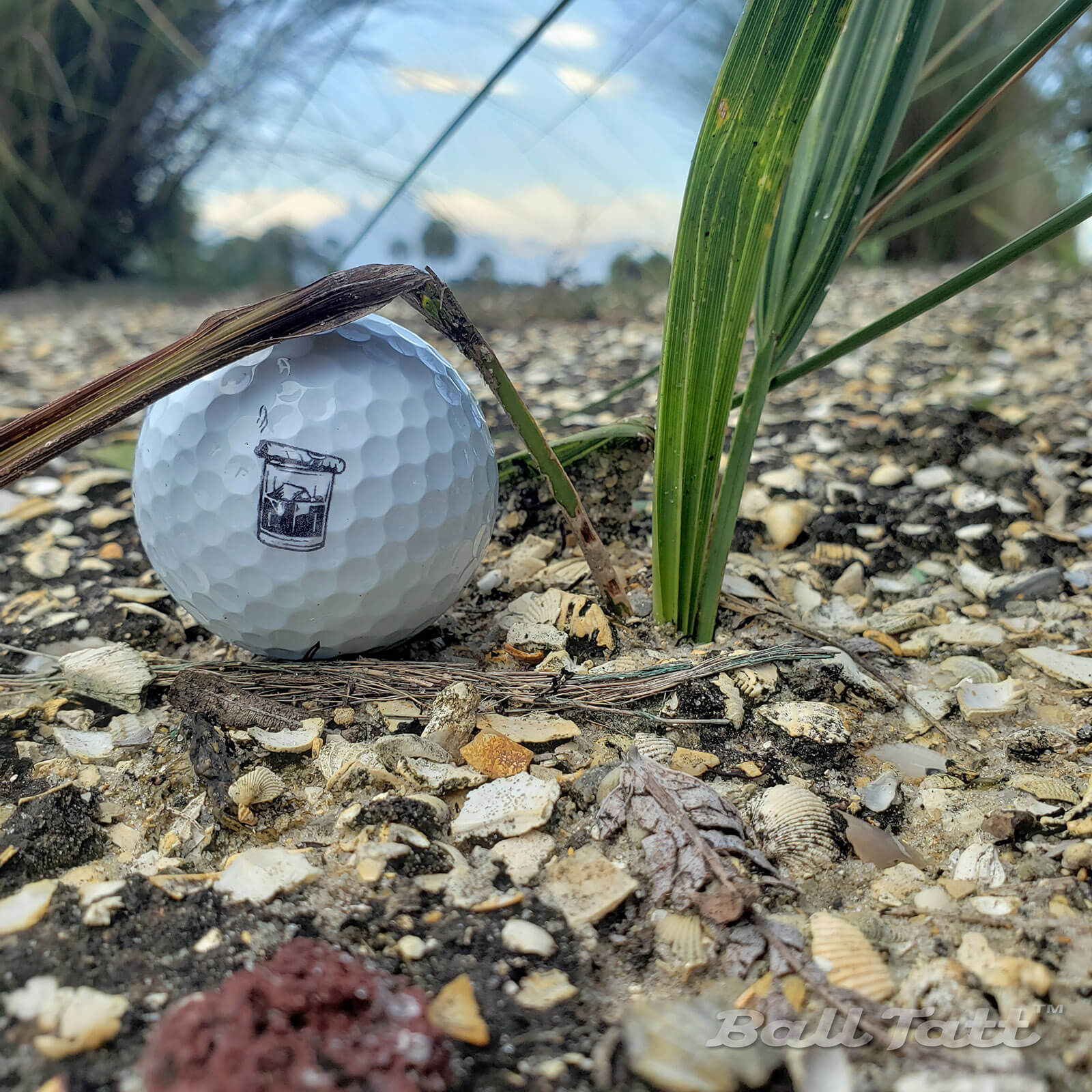 Whiskey Cigar Golf Ball Stamp