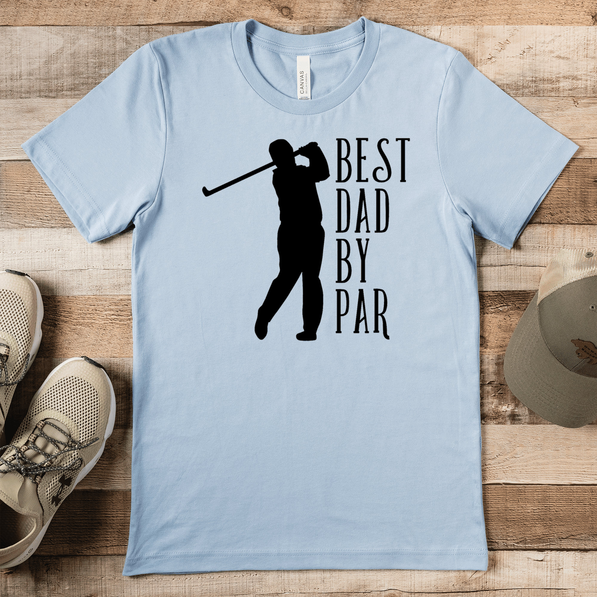 Light Blue Mens T-Shirt With Best Dad By Par Design