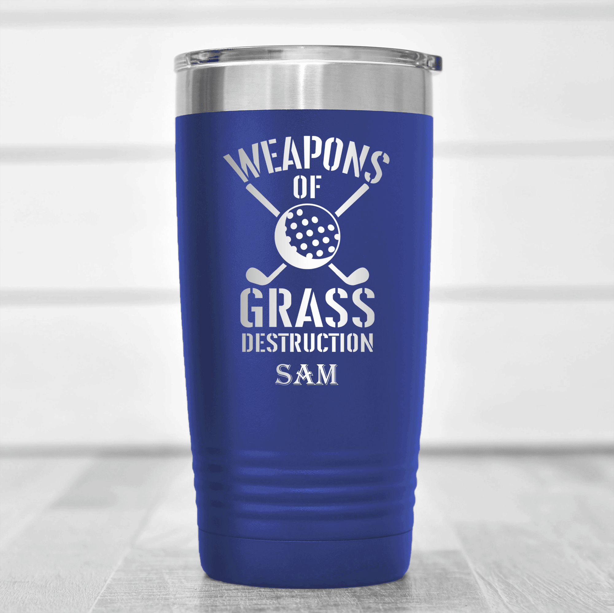 Blue Golf Tumbler With Best Weapons Design