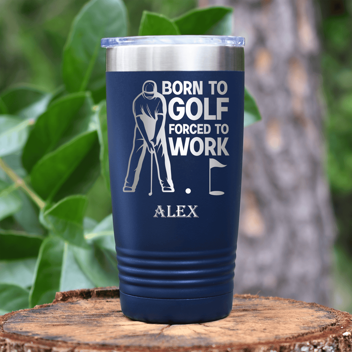 Navy Golf Tumbler With Born To Golf Design