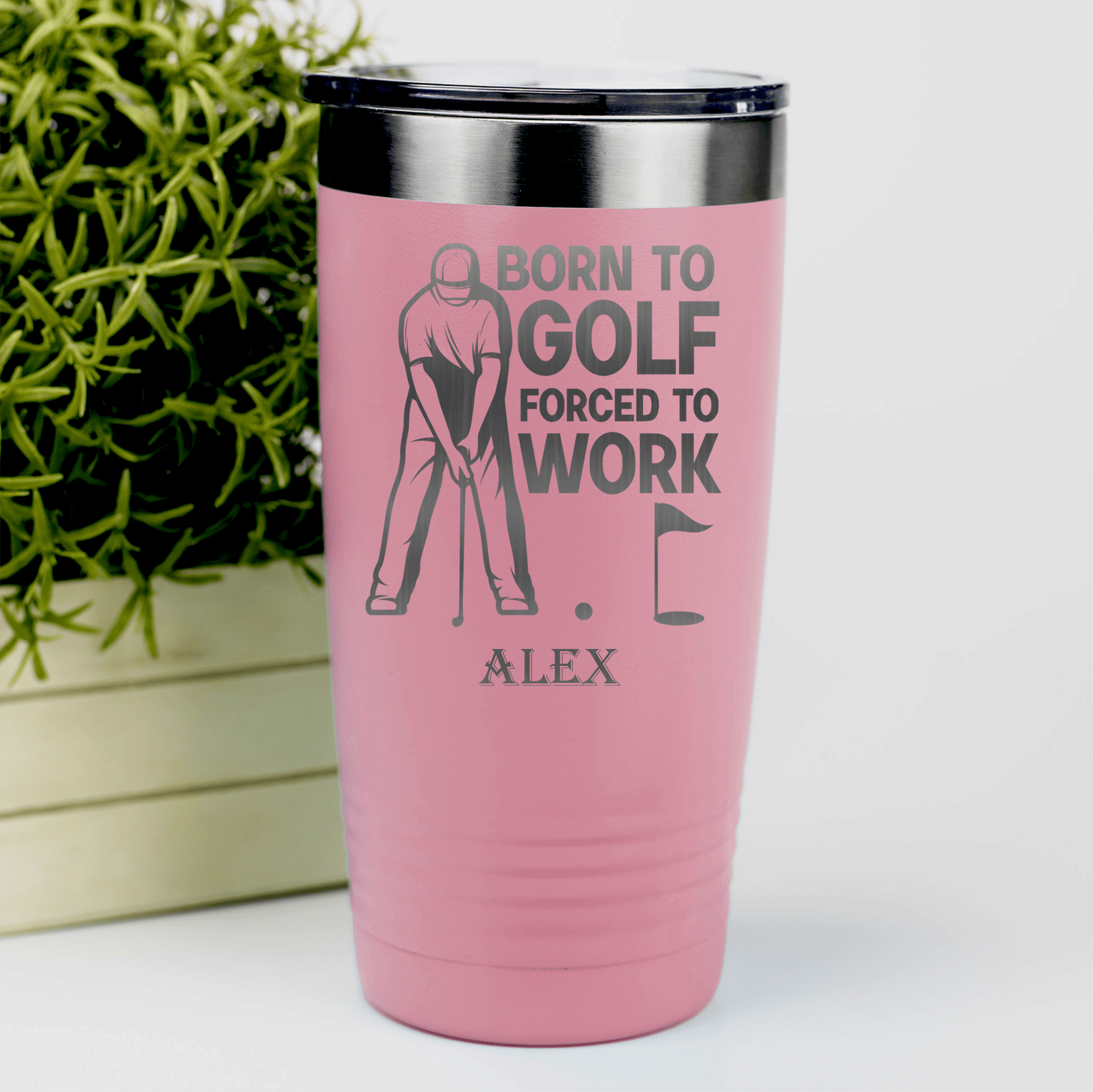 Salmon Golf Tumbler With Born To Golf Design