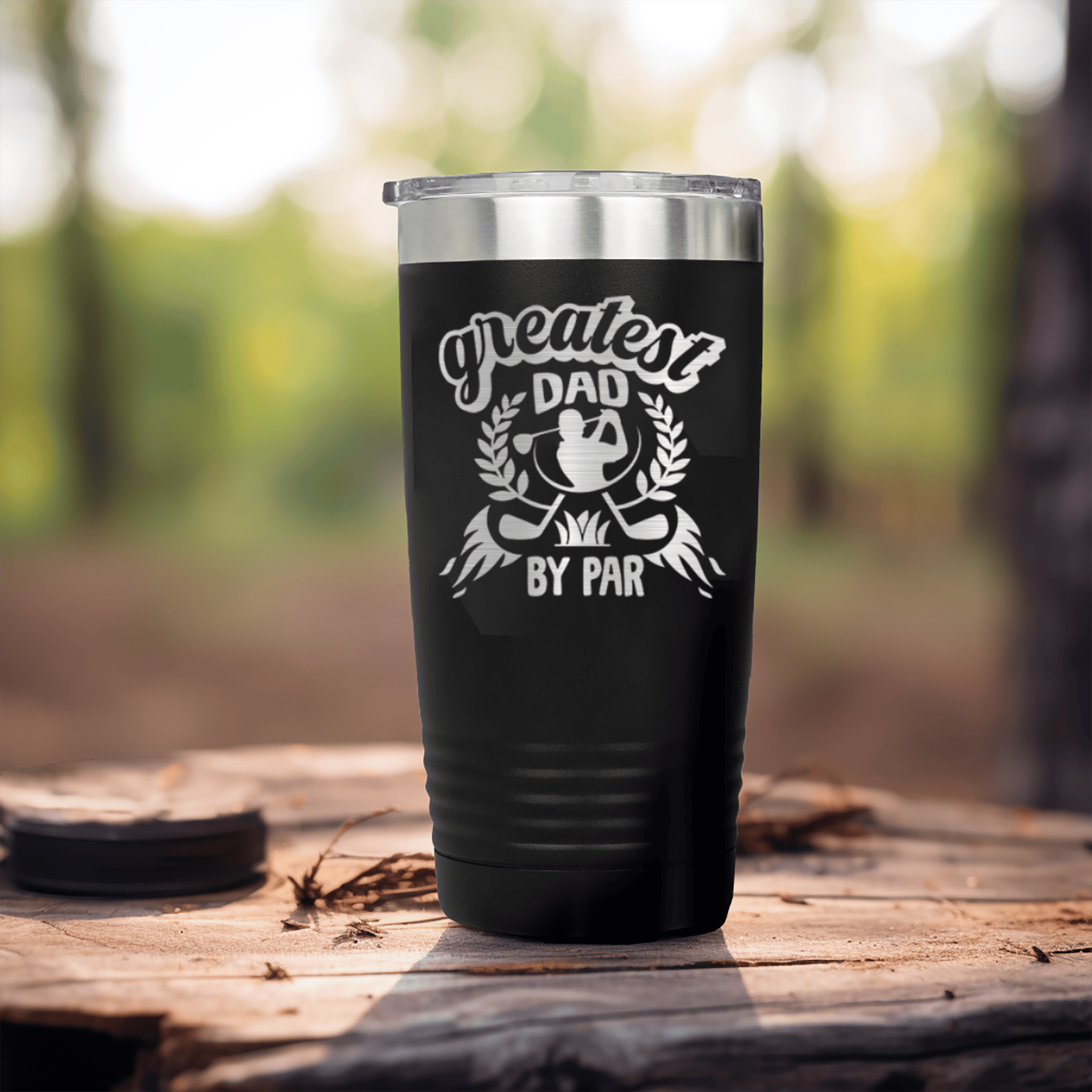 Black golf tumbler Greatest Dad By Par