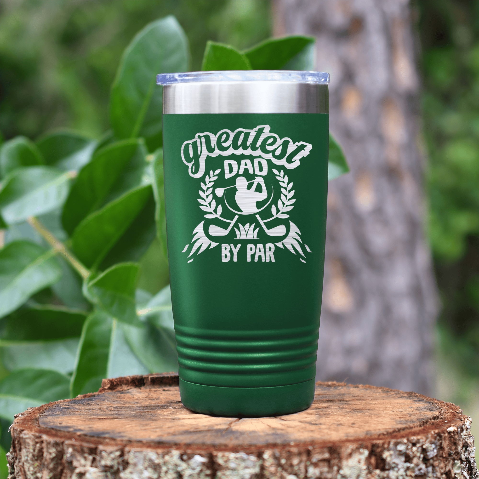 Green golf tumbler Greatest Dad By Par