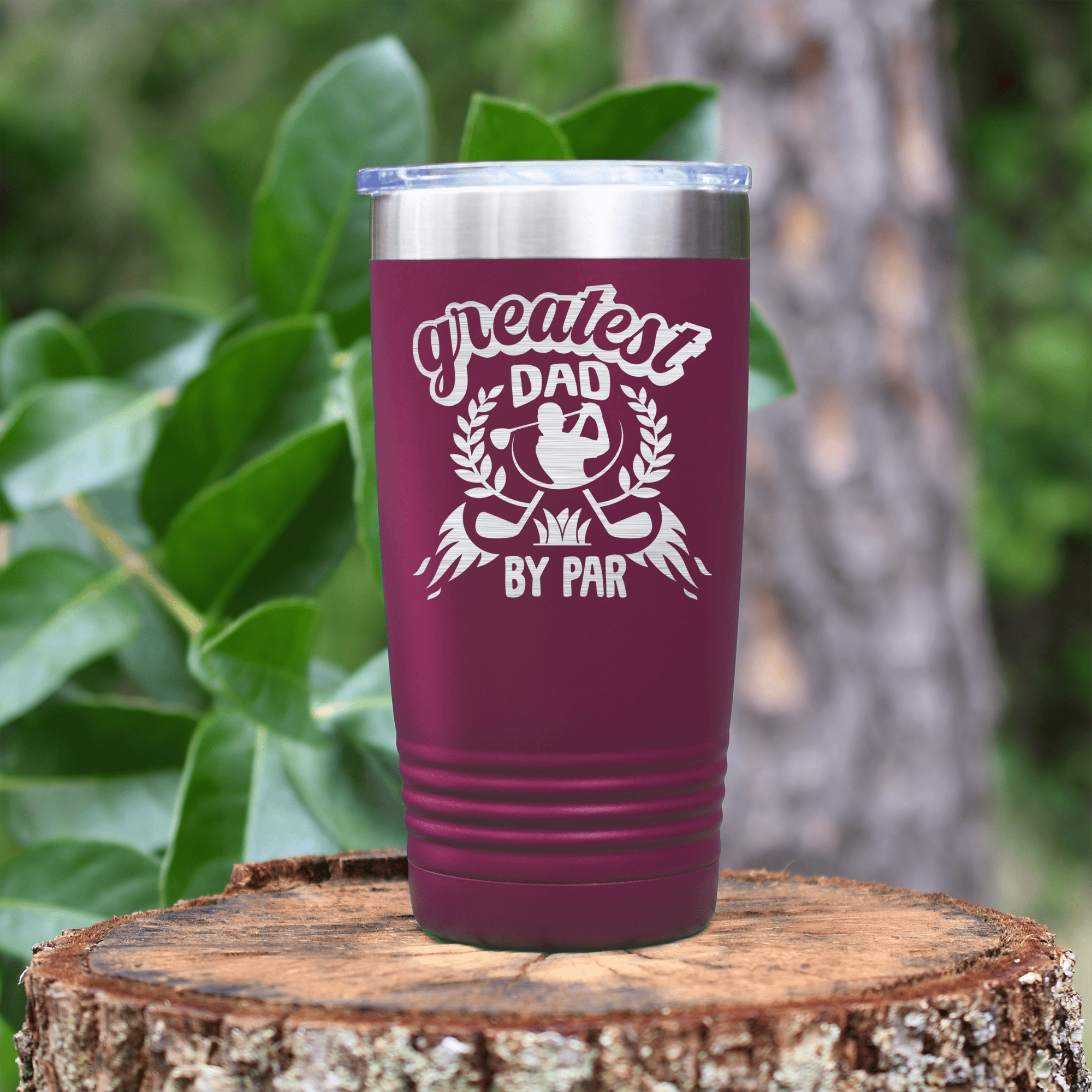 Maroon golf tumbler Greatest Dad By Par