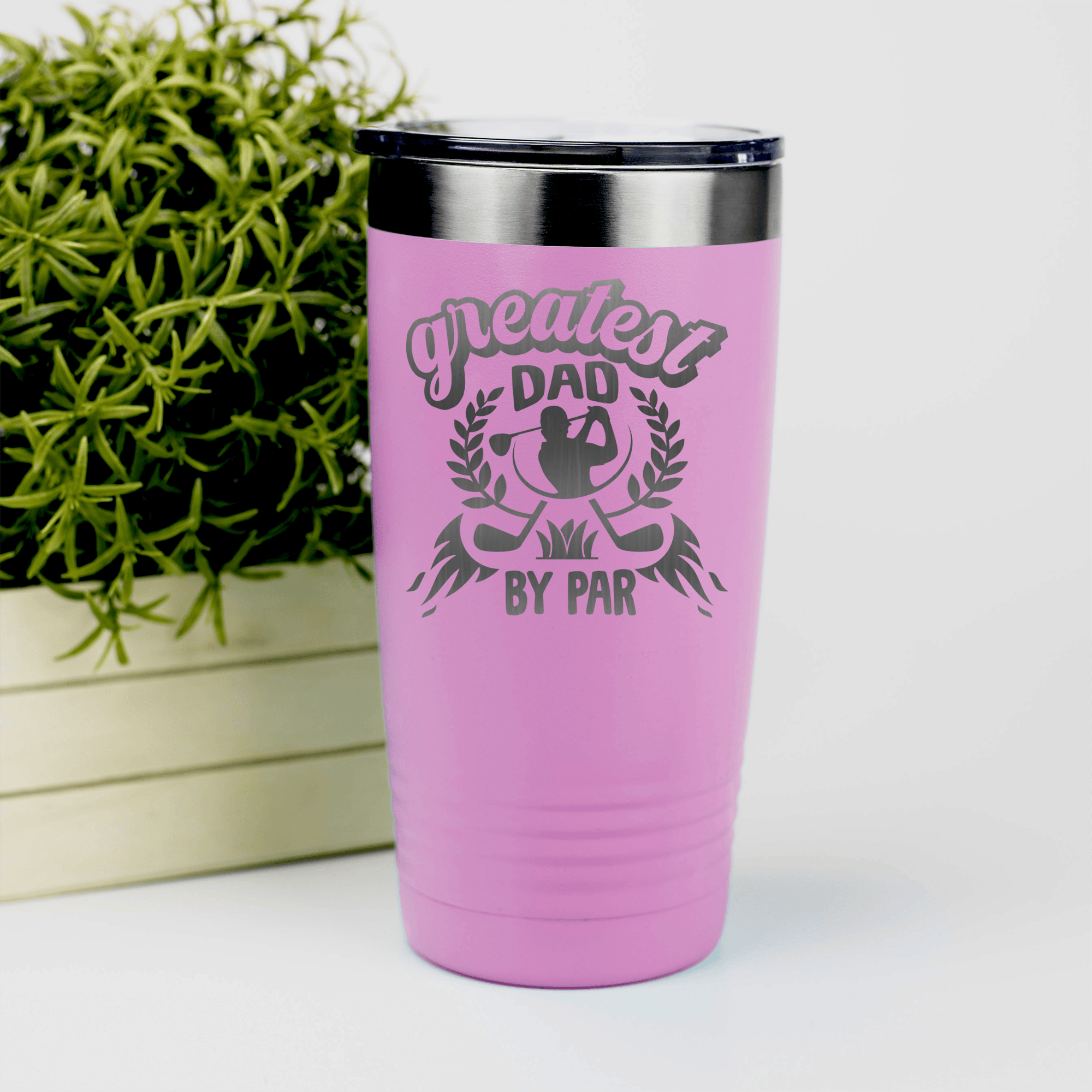 Pink golf tumbler Greatest Dad By Par