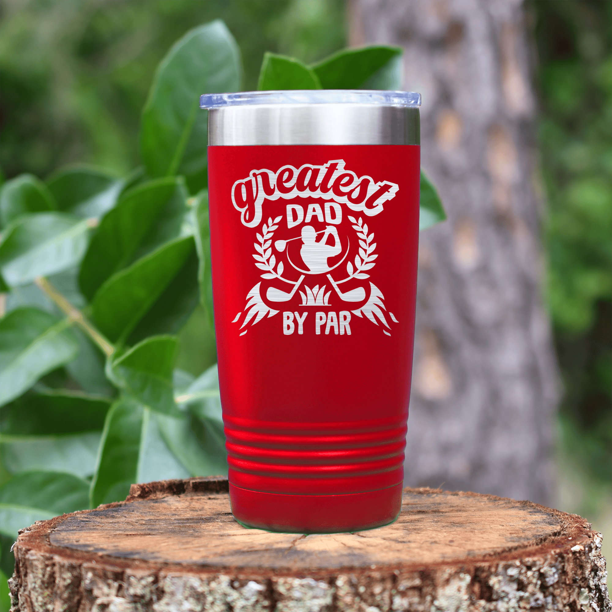 Red golf tumbler Greatest Dad By Par