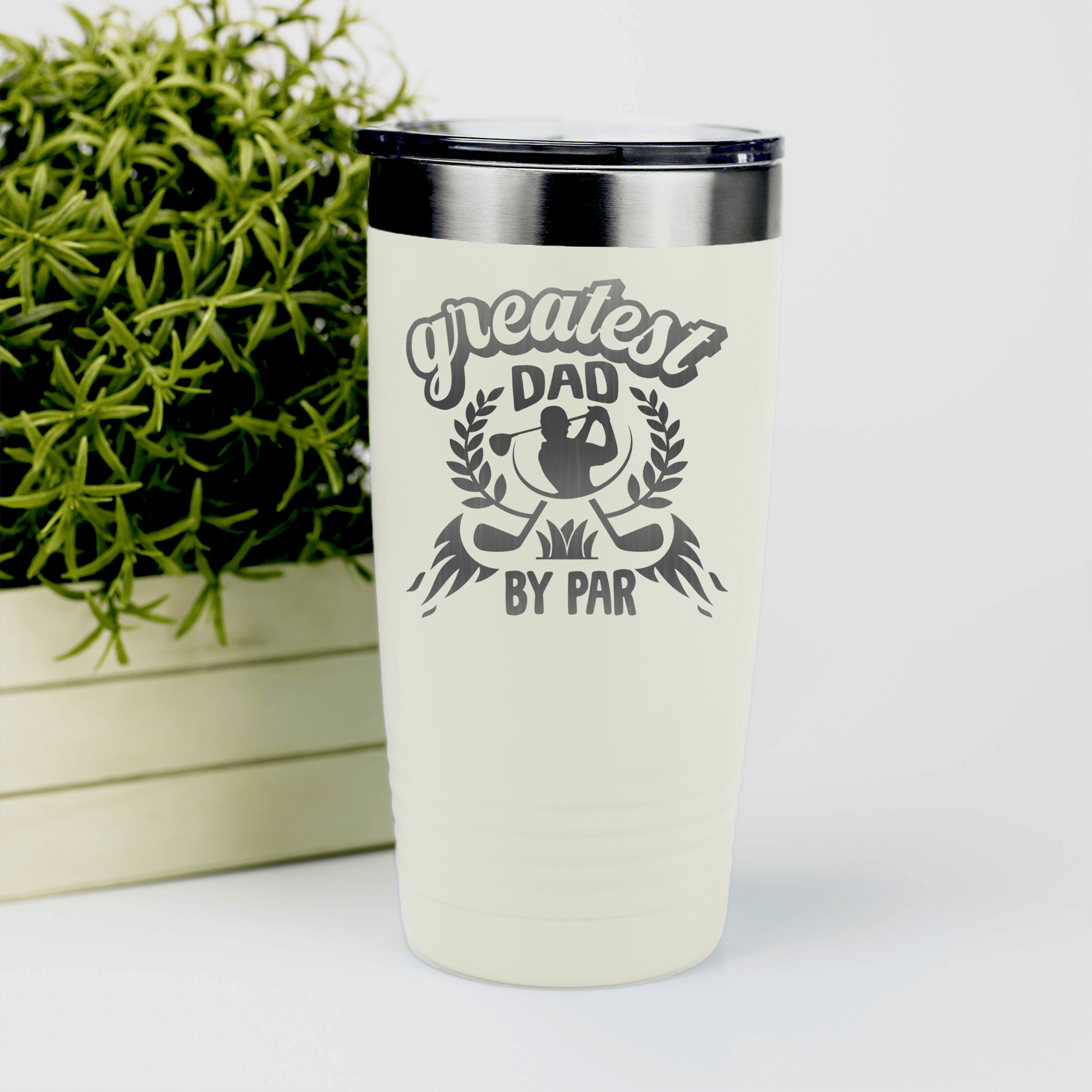 White golf tumbler Greatest Dad By Par