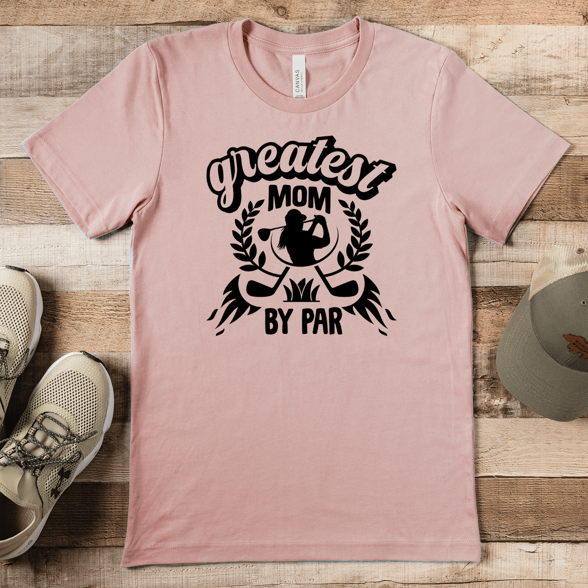 Heather Peach Mens T-Shirt With Greatest Mom By Par Design