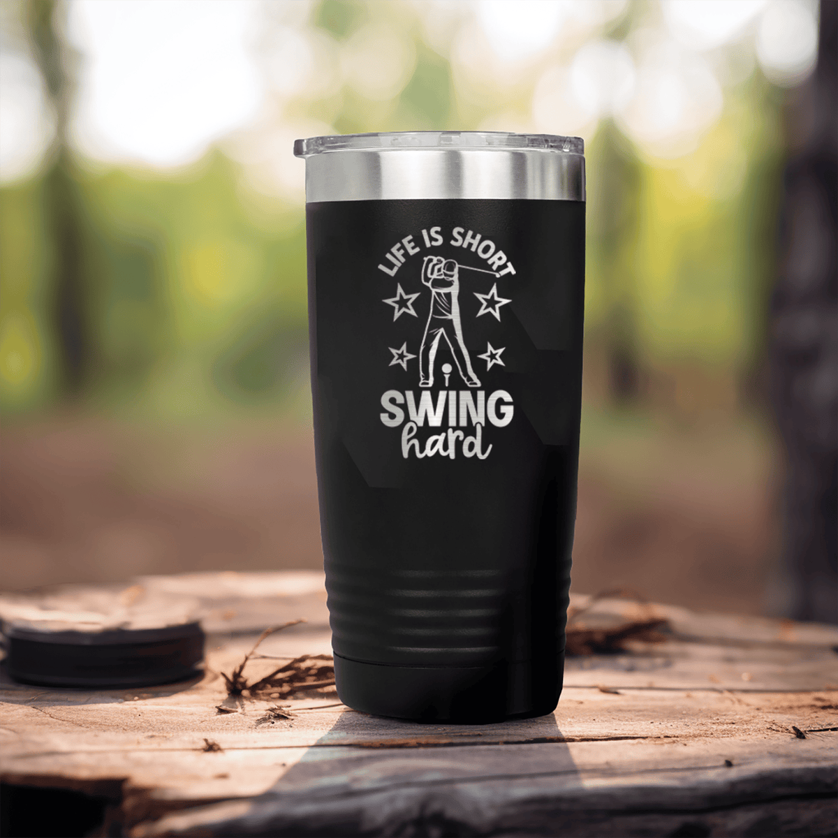 Black golf tumbler Life Is Short Swing Hard