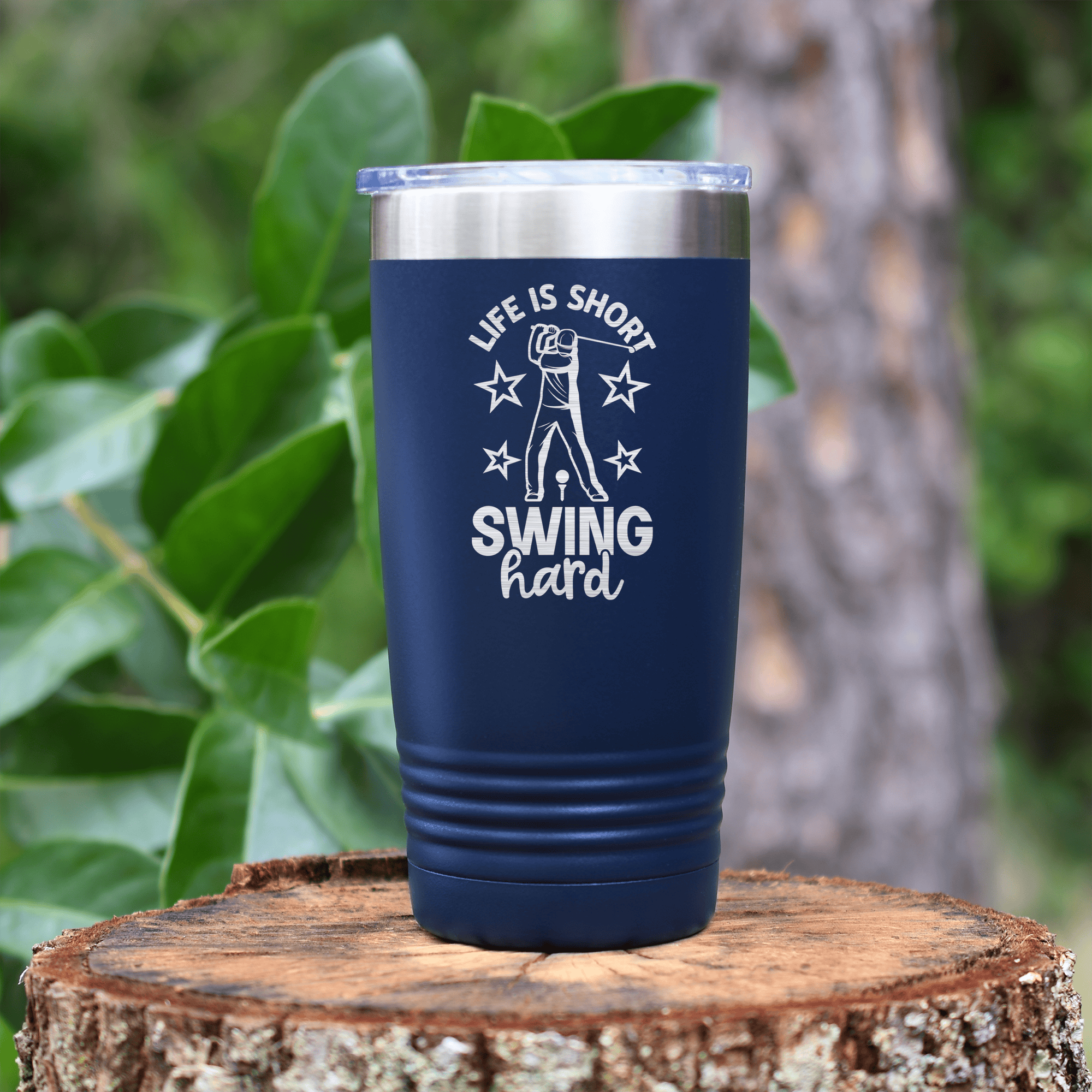 Navy golf tumbler Life Is Short Swing Hard