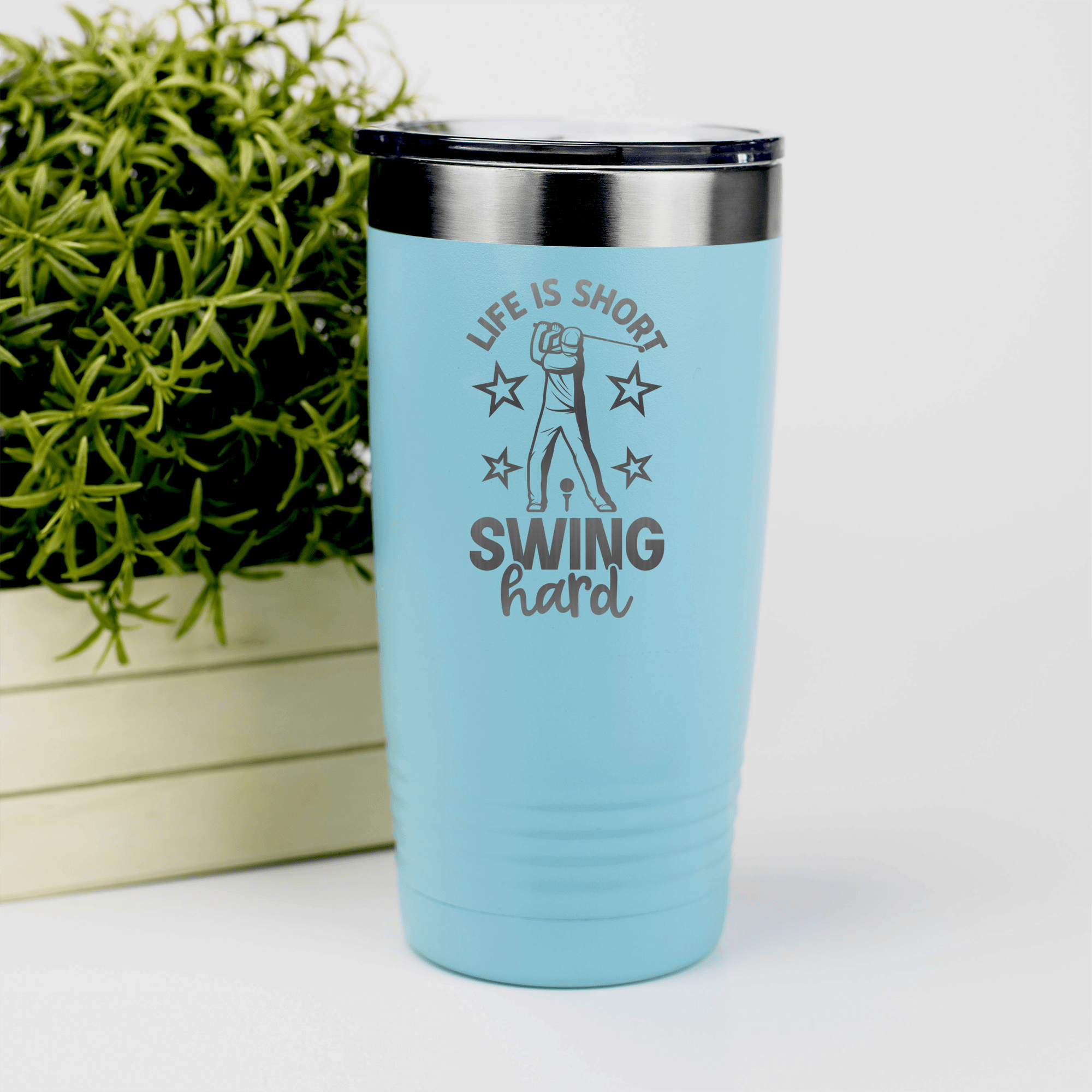 Teal golf tumbler Life Is Short Swing Hard