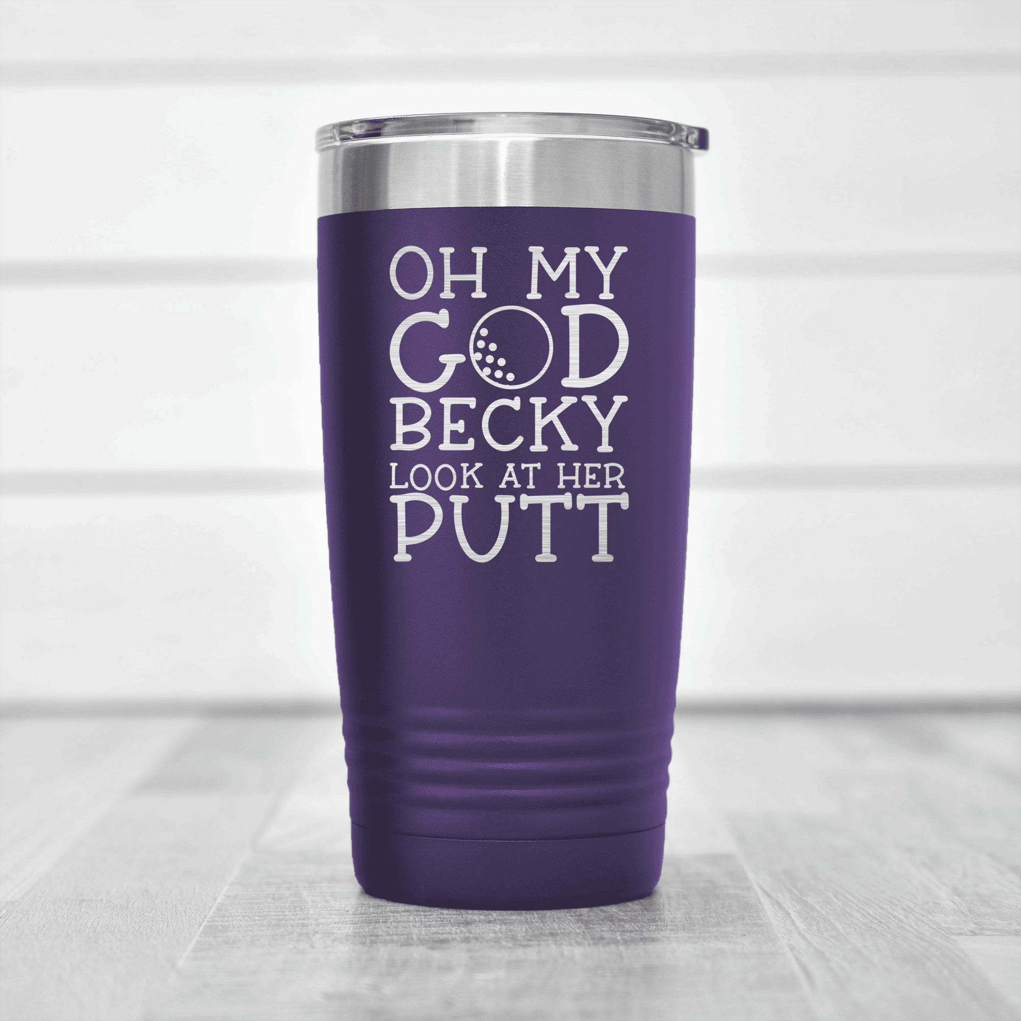 Purple golf tumbler Look At Her Putt