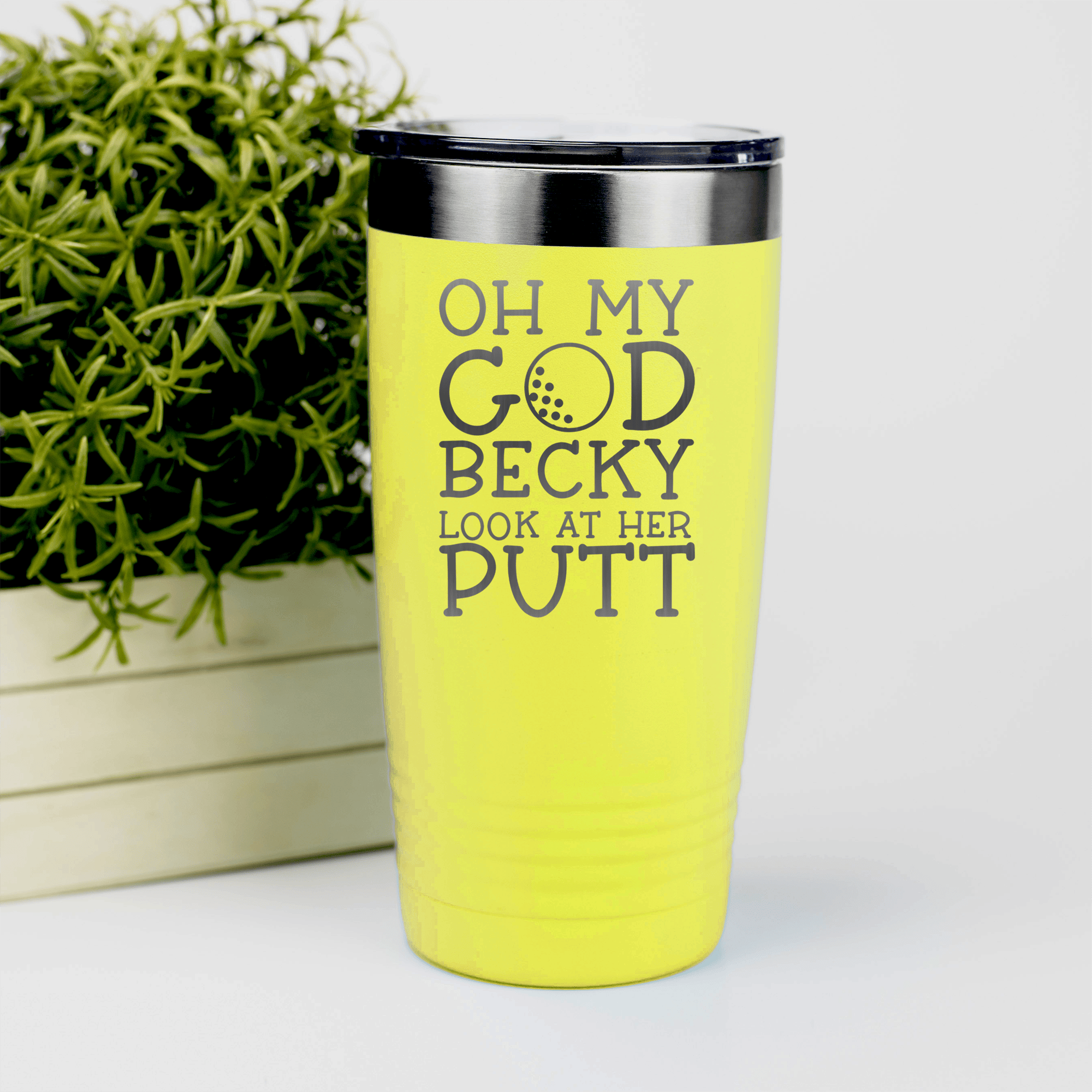 Yellow golf tumbler Look At Her Putt