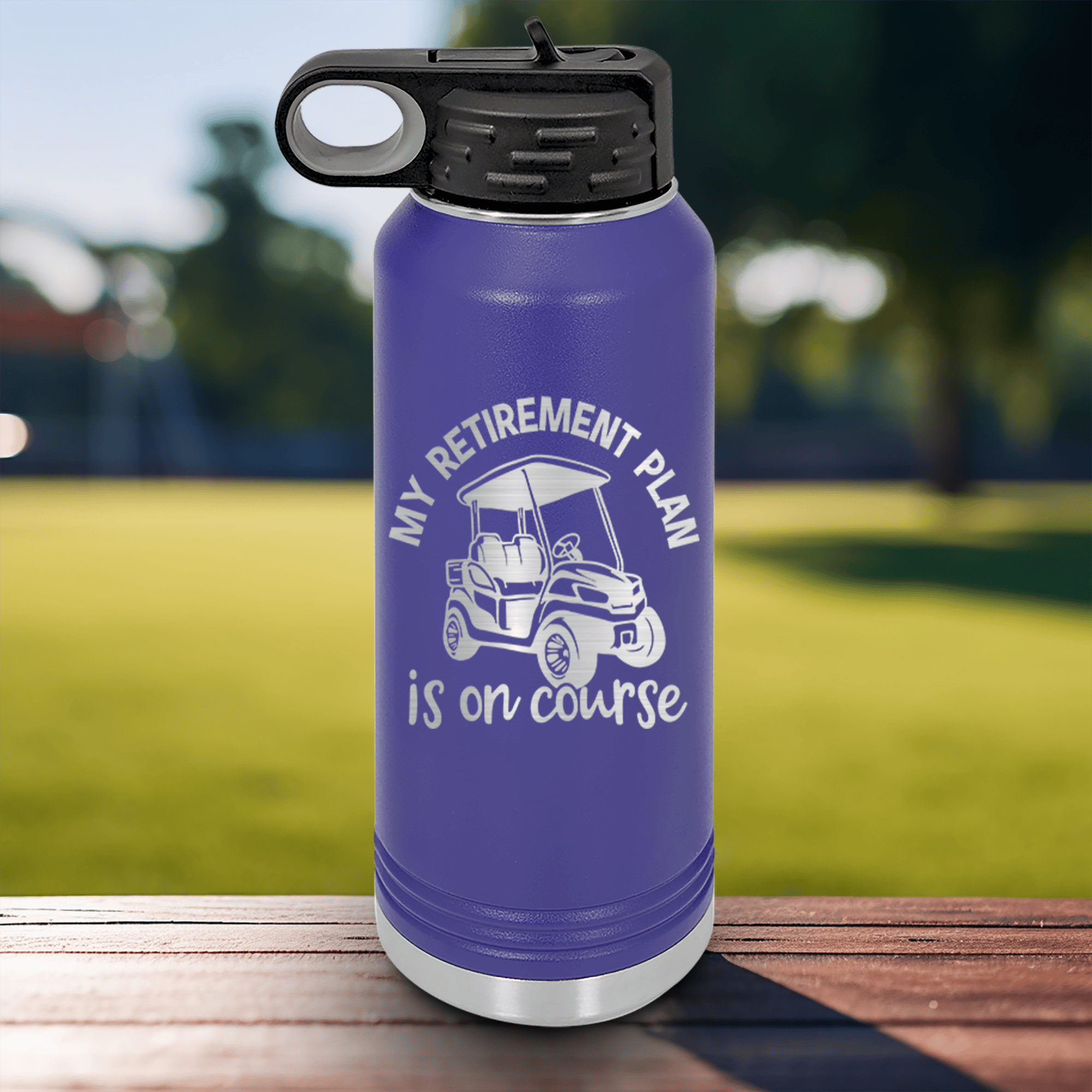 Purple golf water bottle My Retirement Plan Is On Course