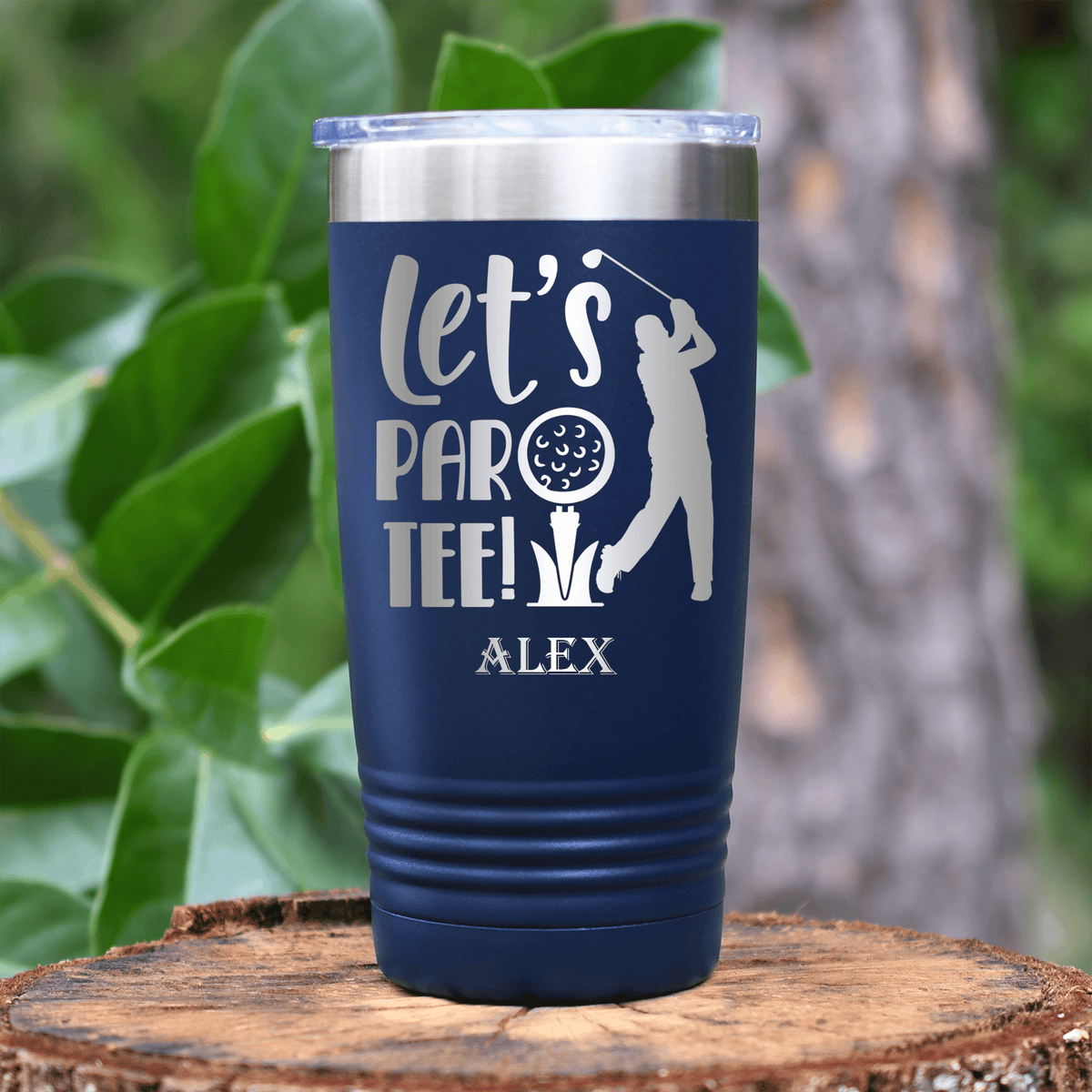 Navy Golf Tumbler With Par Tee Time Design