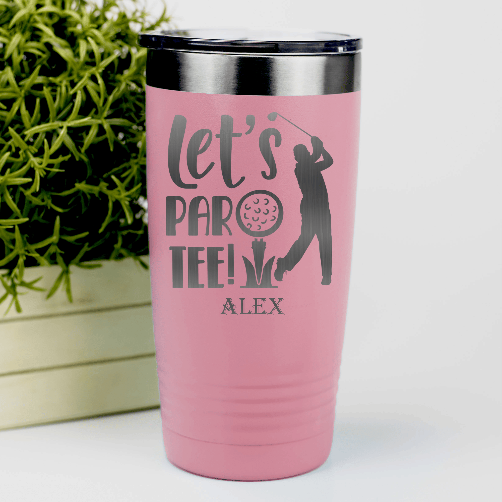 Salmon Golf Tumbler With Par Tee Time Design