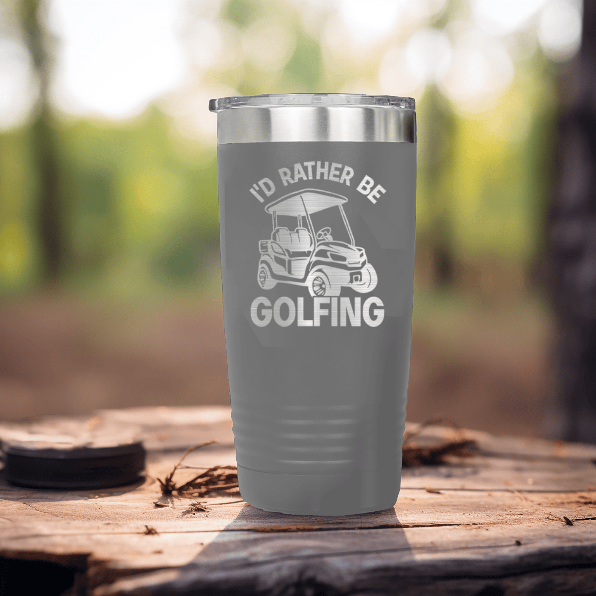 Grey golf tumbler Rather Be Golfin