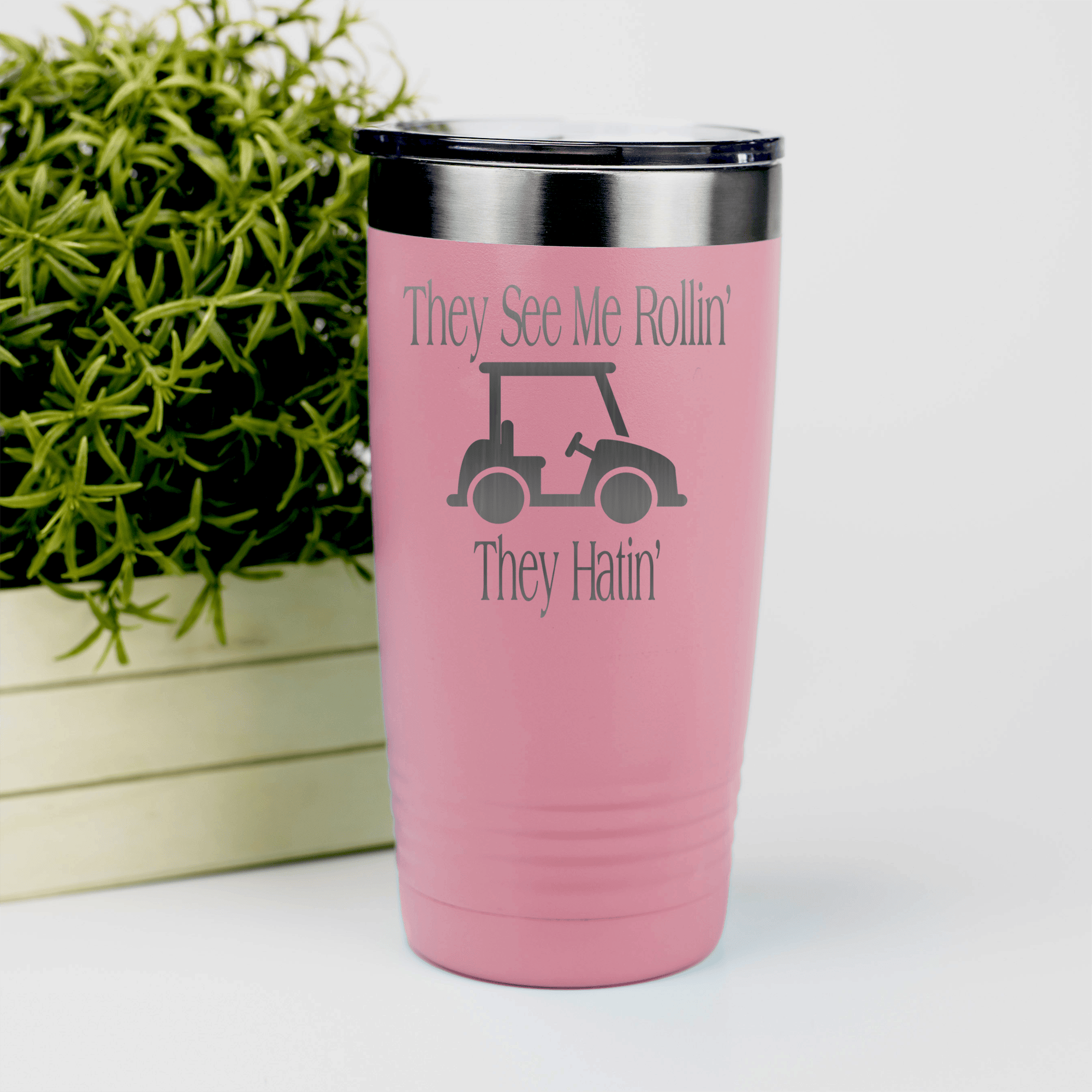 Salmon golf tumbler They See Me Rollin