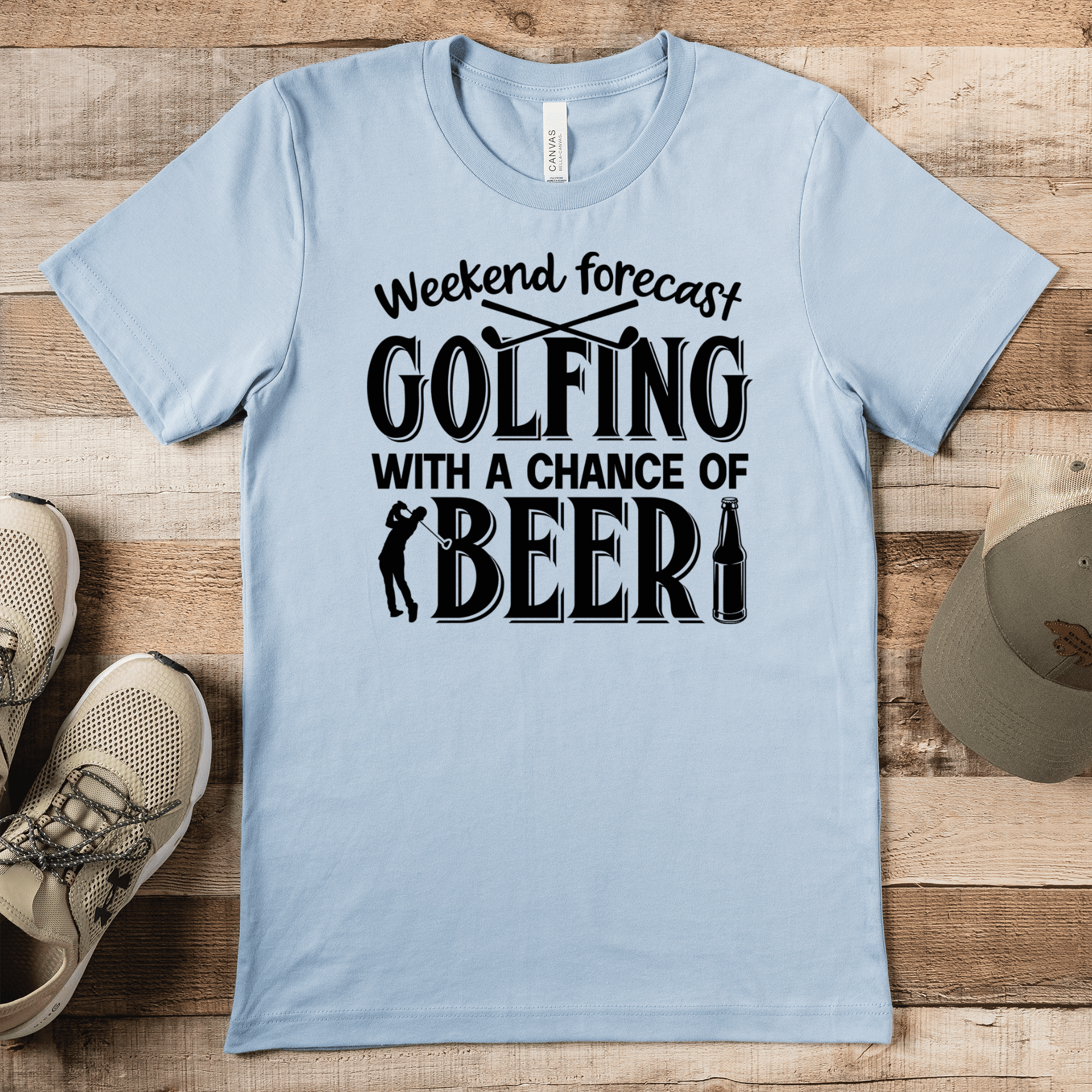 Golf Mens T-Shirt With Weekend Forecast Golfing Design - Groovy Golfer