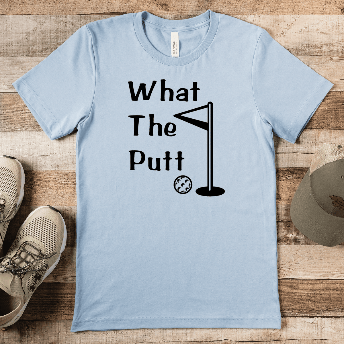 Light Blue Mens T-Shirt With What The Putt Design